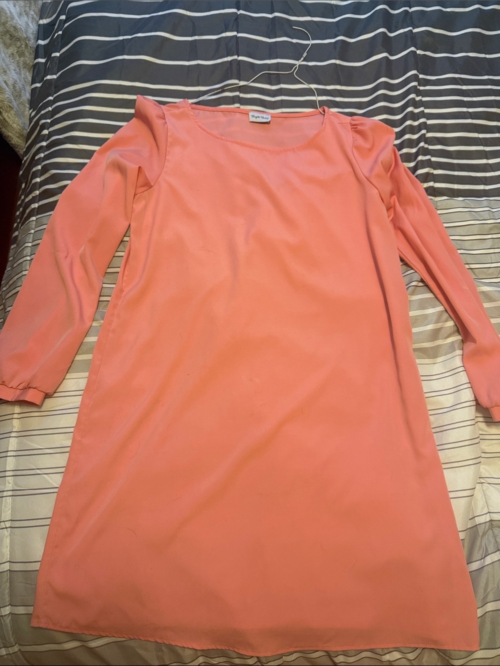 Women's Long Sleeve Shift Dress in Coral